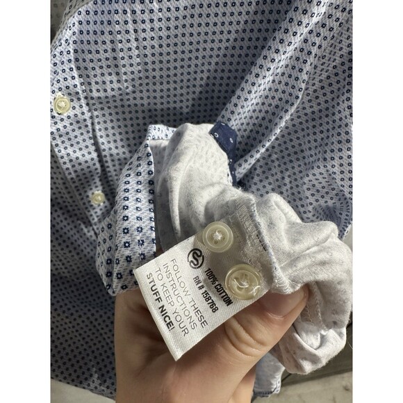 Men's Nicestuff Sz L Buttondown Shirt Tennis‎ Racket Pattern Blue LS 100% Cotton - Picture 5 of 7